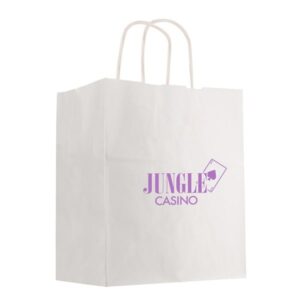 13" x 17" Kraft Paper White Shopping Bag (Q921111)