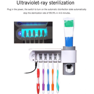 Antibacterial 2 in 1 UV Light Ultraviolet Toothbrush Sterilizer - Automatic Toothpaste Dispenser Sterilizer Toothbrush Holder Cleaner