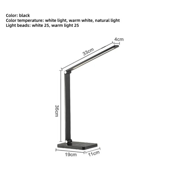 LED Eye Protection Reading Desk Lamp, USB Foldable Creative Desk Lamp with Wireless Charging - Image 7