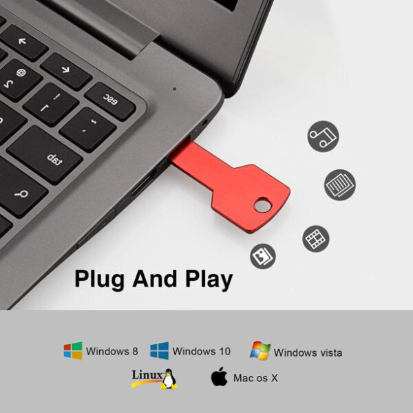 32G USB 2.0 Flash Drive TOPESEL Metal Key Shape Slim Thumb Drive Memory Stick Pen Drive Red - Image 8