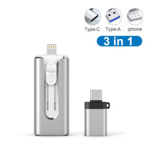 USB 3.0 Flash Drive for iPhone External Storage OTG Flash Drive for Android Smartphone - Silver