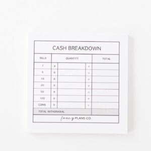 Cash Breakdown Sticky Notes | 3 x 3in.