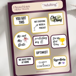 "Adulting" Themed Sticker Sheet